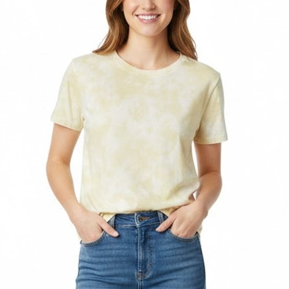 NWT Everlane Cotton Short Sleeve T-Shirt Top Yellow White Tie Dye Women Size XXS